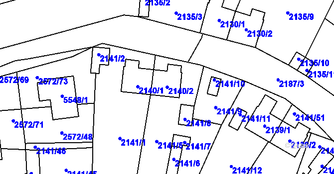 Parcela st. 2140/2 v KÚ Prášily, Katastrální mapa