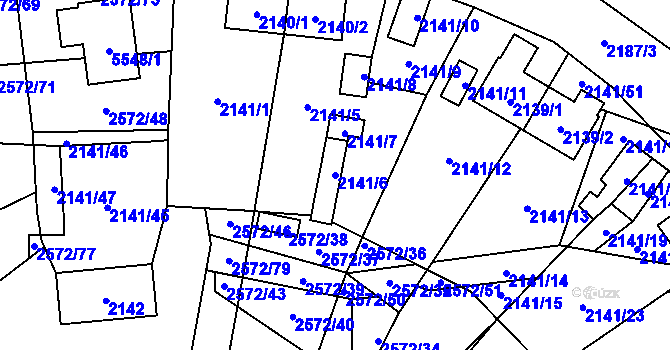Parcela st. 2141/6 v KÚ Prášily, Katastrální mapa