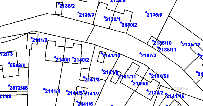 Parcela st. 2141/10 v KÚ Prášily, Katastrální mapa