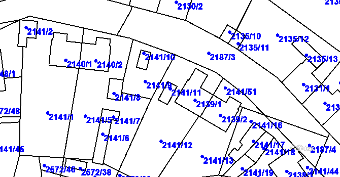 Parcela st. 2141/11 v KÚ Prášily, Katastrální mapa