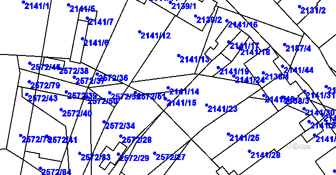 Parcela st. 2141/14 v KÚ Prášily, Katastrální mapa