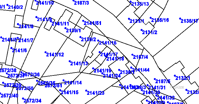 Parcela st. 2141/17 v KÚ Prášily, Katastrální mapa