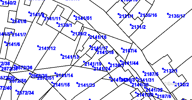 Parcela st. 2141/18 v KÚ Prášily, Katastrální mapa