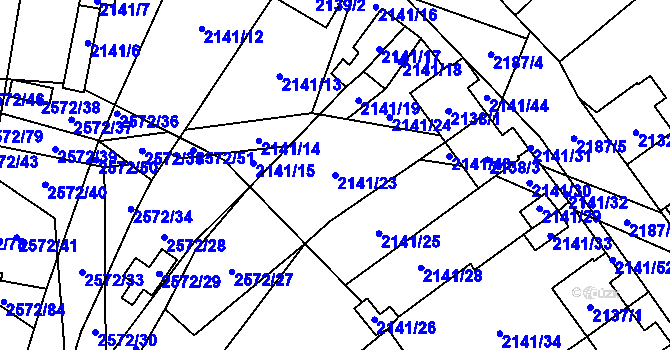Parcela st. 2141/23 v KÚ Prášily, Katastrální mapa