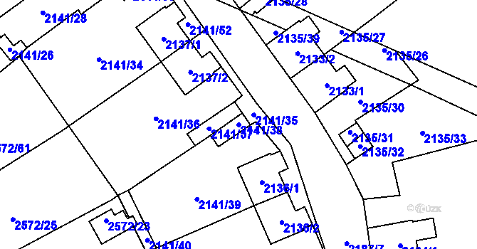 Parcela st. 2141/38 v KÚ Prášily, Katastrální mapa