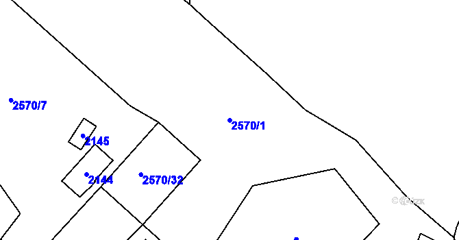 Parcela st. 2570/1 v KÚ Prášily, Katastrální mapa