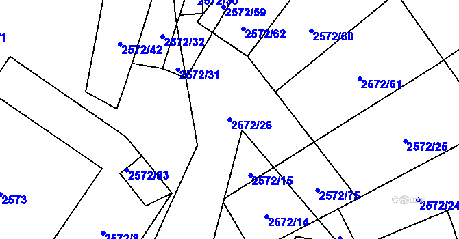 Parcela st. 2572/26 v KÚ Prášily, Katastrální mapa