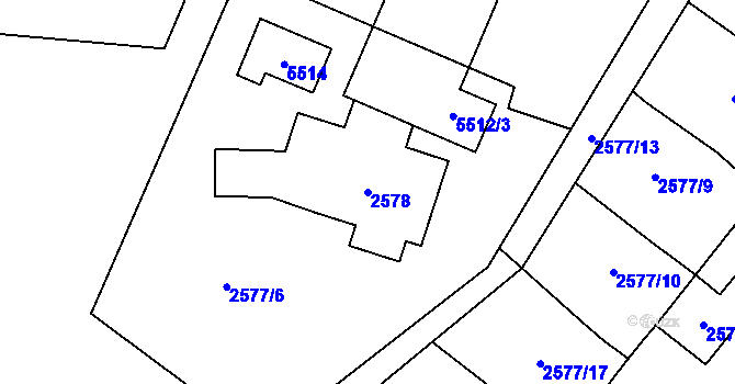 Parcela st. 2578 v KÚ Prášily, Katastrální mapa