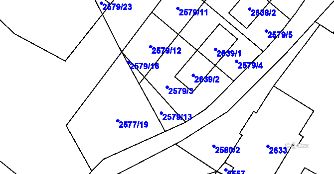 Parcela st. 2579/3 v KÚ Prášily, Katastrální mapa