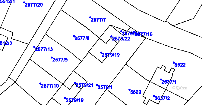 Parcela st. 2579/19 v KÚ Prášily, Katastrální mapa