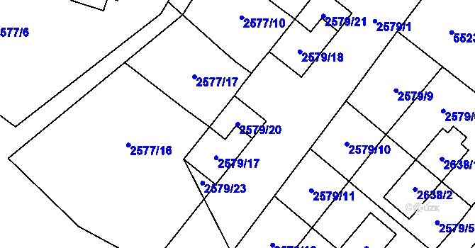 Parcela st. 2579/20 v KÚ Prášily, Katastrální mapa