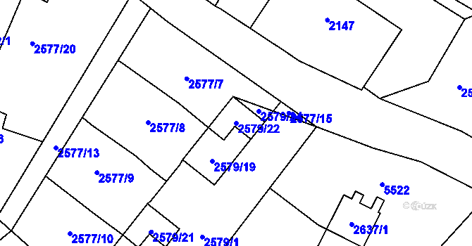 Parcela st. 2579/22 v KÚ Prášily, Katastrální mapa