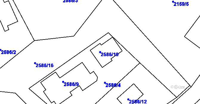 Parcela st. 2586/10 v KÚ Prášily, Katastrální mapa