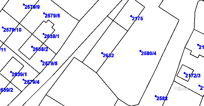 Parcela st. 2632 v KÚ Prášily, Katastrální mapa