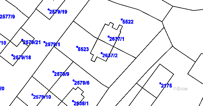 Parcela st. 2637/2 v KÚ Prášily, Katastrální mapa