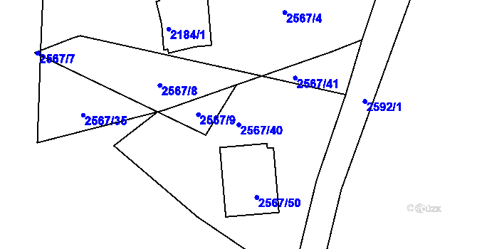 Parcela st. 2567/40 v KÚ Prášily, Katastrální mapa