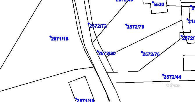 Parcela st. 2572/80 v KÚ Prášily, Katastrální mapa