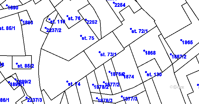 Parcela st. 73/1 v KÚ Dobrá Voda u Křižanova, Katastrální mapa