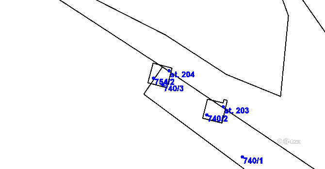 Parcela st. 740/3 v KÚ Dobrá Voda u Křižanova, Katastrální mapa