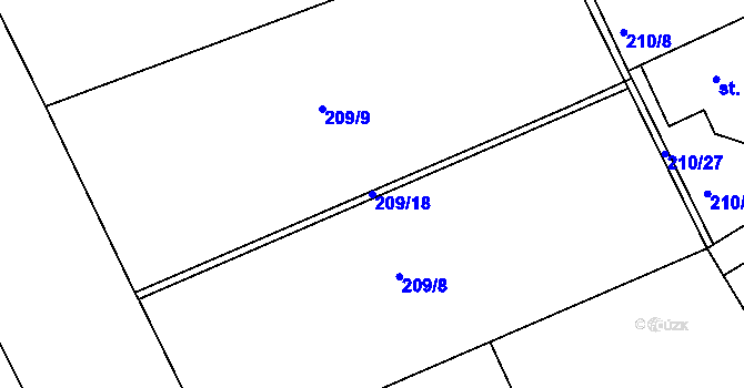 Parcela st. 209/18 v KÚ Dobrá Voda u Křižanova, Katastrální mapa
