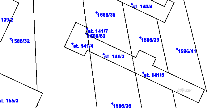 Parcela st. 141/3 v KÚ Dobrá Voda u Křižanova, Katastrální mapa
