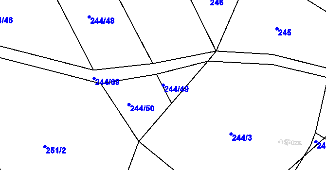 Parcela st. 244/49 v KÚ Dobrá Voda u Křižanova, Katastrální mapa