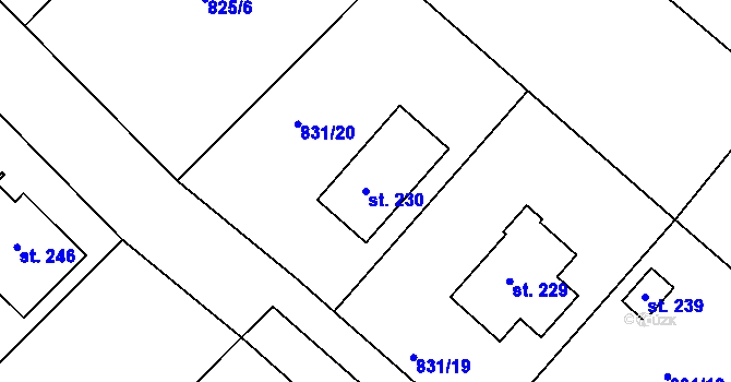 Parcela st. 230 v KÚ Dobrá Voda u Křižanova, Katastrální mapa
