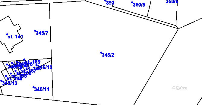 Parcela st. 345/2 v KÚ Dolní Dobrá Voda, Katastrální mapa