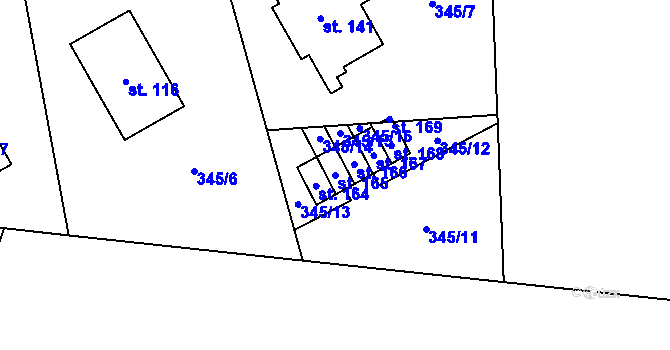 Parcela st. 165 v KÚ Dolní Dobrá Voda, Katastrální mapa