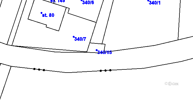 Parcela st. 340/15 v KÚ Dolní Dobrá Voda, Katastrální mapa
