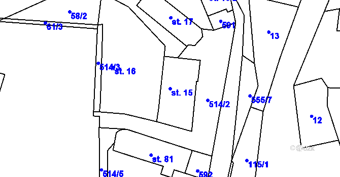 Parcela st. 15 v KÚ Horní Dobrá Voda, Katastrální mapa