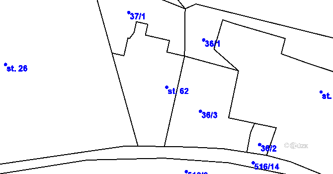Parcela st. 62 v KÚ Horní Dobrá Voda, Katastrální mapa
