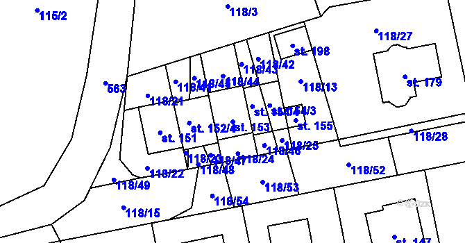 Parcela st. 153 v KÚ Horní Dobrá Voda, Katastrální mapa