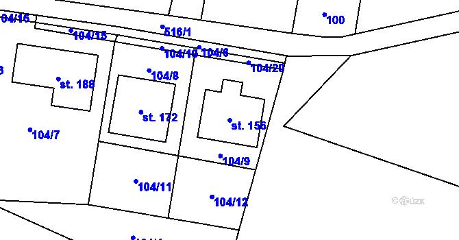 Parcela st. 156 v KÚ Horní Dobrá Voda, Katastrální mapa