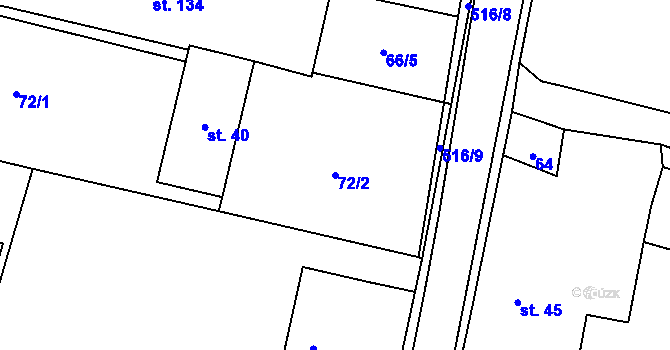 Parcela st. 72/2 v KÚ Horní Dobrá Voda, Katastrální mapa