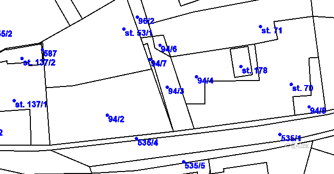 Parcela st. 94/3 v KÚ Horní Dobrá Voda, Katastrální mapa