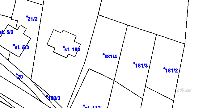Parcela st. 181/4 v KÚ Horní Dobrá Voda, Katastrální mapa