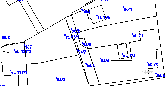 Parcela st. 94/6 v KÚ Horní Dobrá Voda, Katastrální mapa