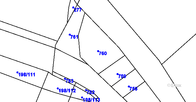 Parcela st. 760 v KÚ Horní Dobrá Voda, Katastrální mapa
