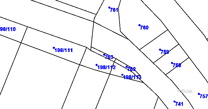 Parcela st. 763 v KÚ Horní Dobrá Voda, Katastrální mapa