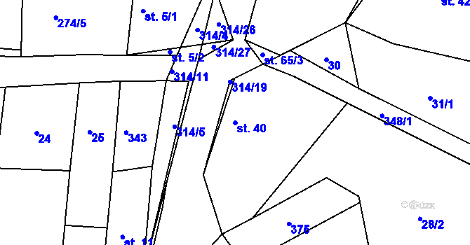 Parcela st. 40 v KÚ Bílsko u Hořic, Katastrální mapa