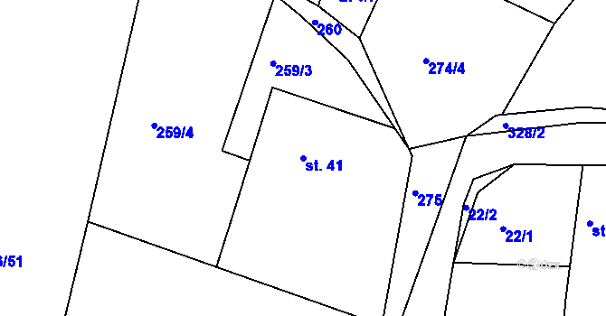 Parcela st. 41 v KÚ Bílsko u Hořic, Katastrální mapa