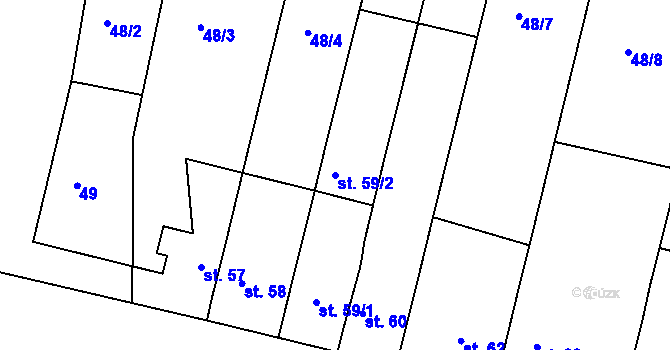 Parcela st. 59/2 v KÚ Bílsko u Hořic, Katastrální mapa