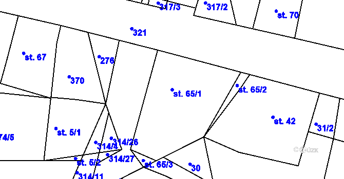 Parcela st. 65/1 v KÚ Bílsko u Hořic, Katastrální mapa