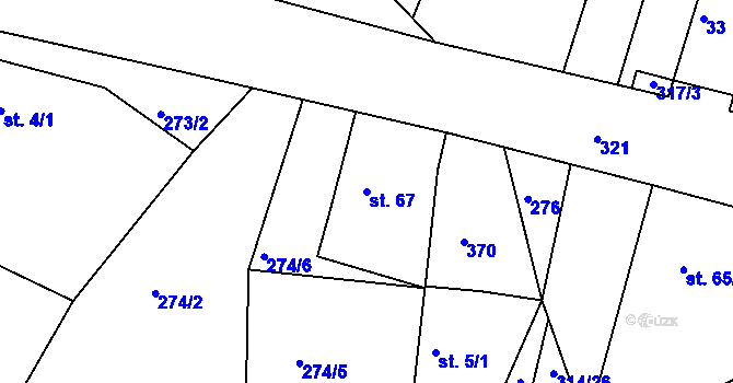 Parcela st. 67 v KÚ Bílsko u Hořic, Katastrální mapa