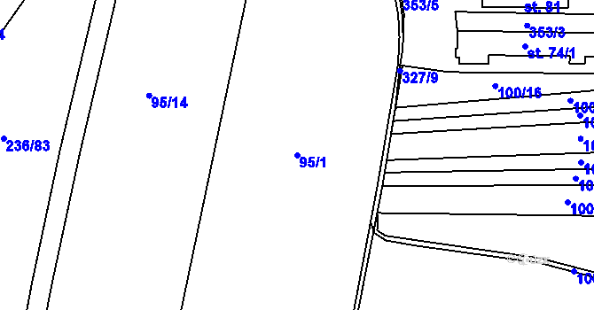 Parcela st. 95/1 v KÚ Bílsko u Hořic, Katastrální mapa