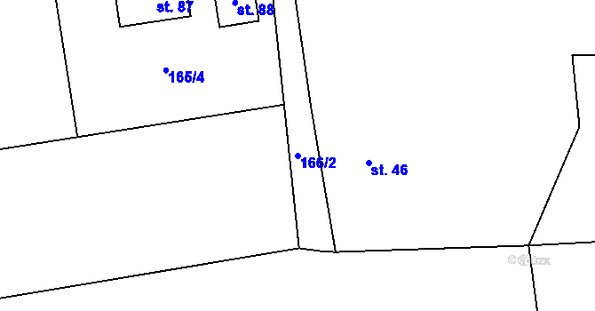 Parcela st. 166/2 v KÚ Bílsko u Hořic, Katastrální mapa