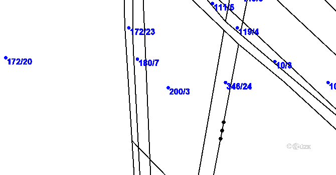 Parcela st. 200/3 v KÚ Bílsko u Hořic, Katastrální mapa