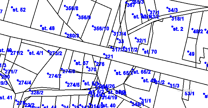 Parcela st. 321 v KÚ Bílsko u Hořic, Katastrální mapa