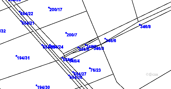 Parcela st. 346/2 v KÚ Bílsko u Hořic, Katastrální mapa